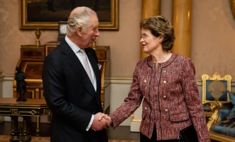 Her Excellency the Honourable Frances Adamson AC is received by King Charles III at Buckingham Palace November 2022
