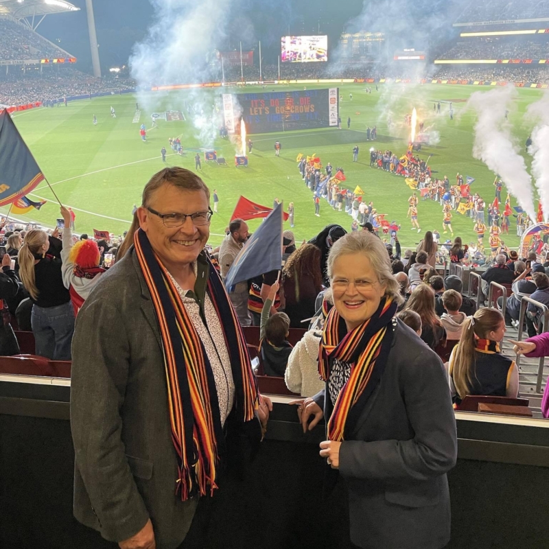 HE and RB at the Adelaide Crows game