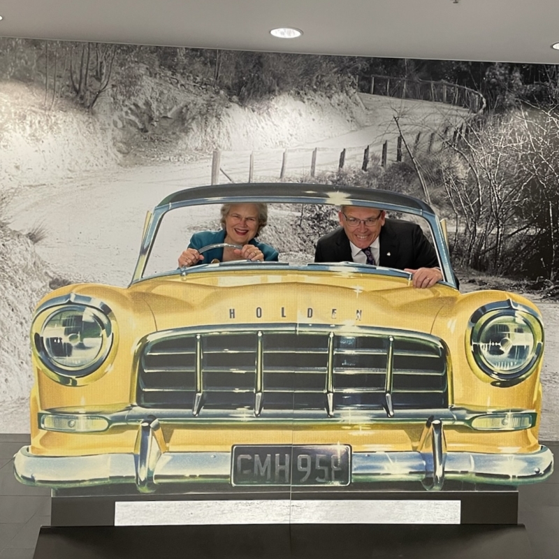 Her Excellency and Mr Bunten at the Holden Exhibition