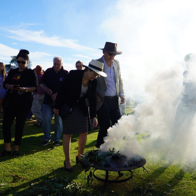 Her Excellency and Mr Bunten at the Mourning in the Morning Smoking Ceremony