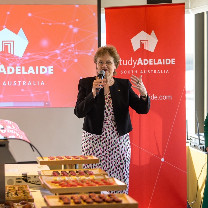 Her Excellency speaking to attendees at the Study Adelaide education agents event in Hong Kong