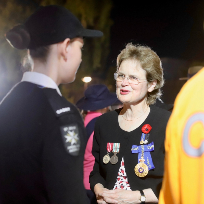 Her Excellency speaking to participants at the Anzac Eve Youth Vigil