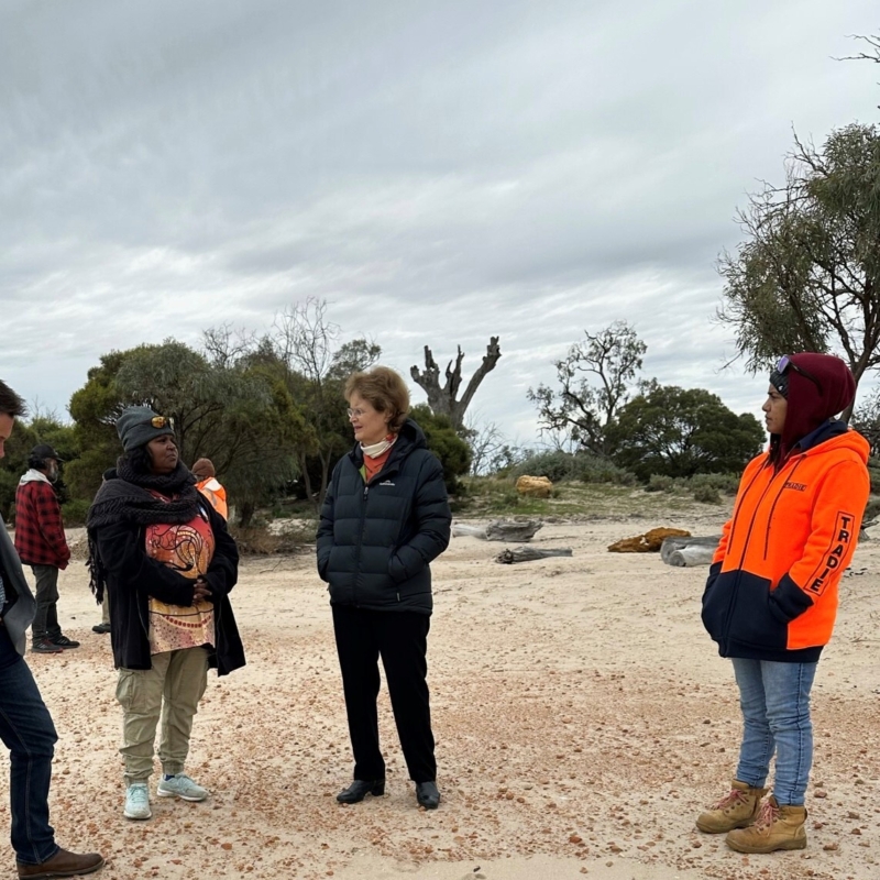 Lake Bonney HE with members of the River Murray Mallee Aboriginal Corporation